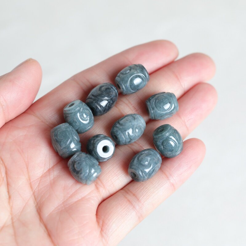 Earrings - ลูกปัดหยกน้ำสีฟ้าธรรมชาติ 5 ชิ้น สำหรับทำสร้อยข้อมือ ต่างหู เครื่องประดับแฟชั่น