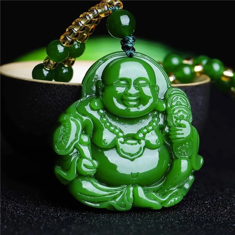 Necklaces - จีนสีเขียวหยกMaitreyaพระพุทธรูปจี้สร้อยคอสร้อยคอสร้อยคอสร้อยคอสร้อยคอสร้อยคอสร้อยคอสร้อยคอสร้อยคอสร้อยข้อมือหยกเครื่องประดับแกะสลักAmuletอุปกรณ์เสริมแฟชั่นสำหรับผู้หญิงผู้ชาย