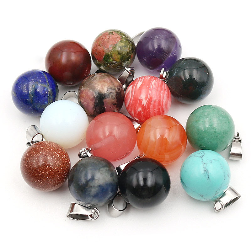 Crystal Pendant Necklace Natural Stone - 20 ชิ้น/ถุง 14 มม.หินธรรมชาติจี้ Charm คริสตัลควอตซ์จี้สําหรับ