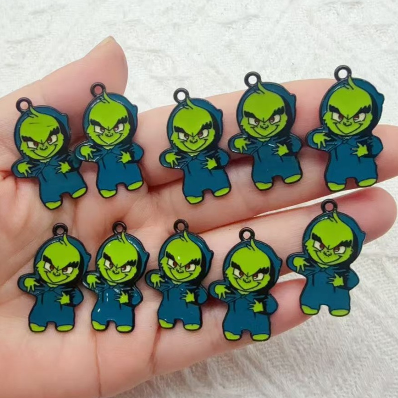 Earrings - จี้คริสต์มาสลายการ์ตูนเคลือบน้ำมันอัลลอยด์ 10 ชิ้น สำหรับทำเครื่องประดับ DIY เช่น