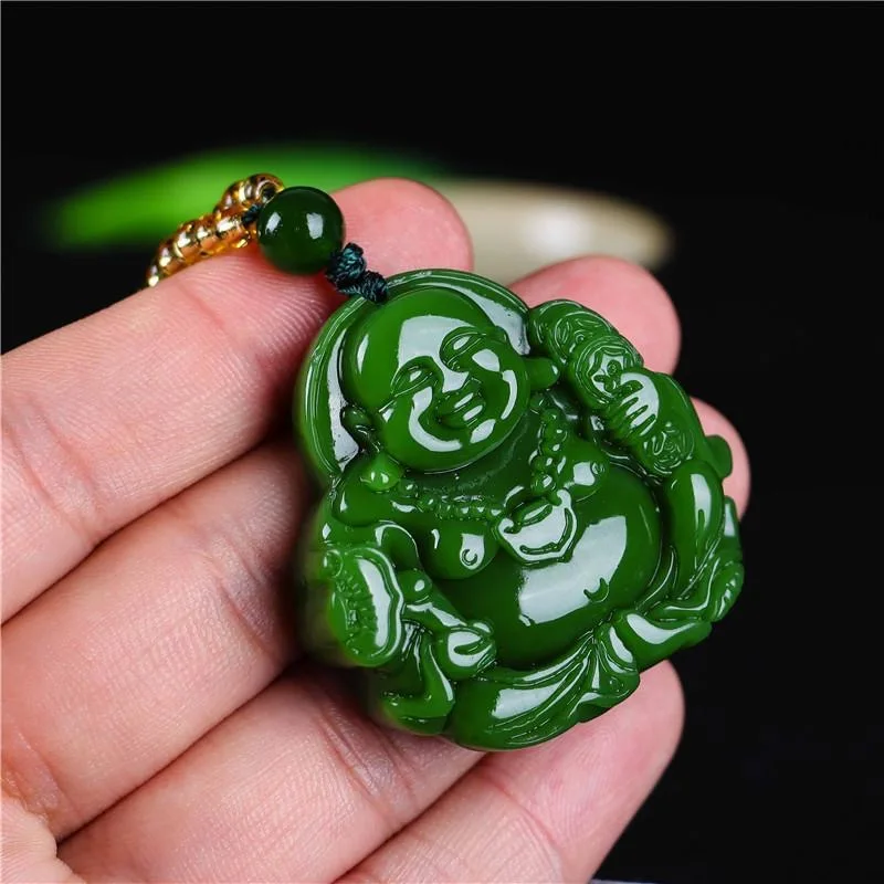 จีนสีเขียวหยกMaitreyaพระพุทธรู - Necklaces บทวิจารณ์และราคา