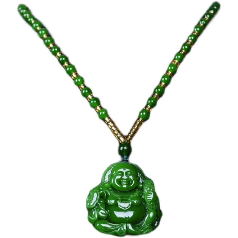 จีนสีเขียวหยกMaitreyaพระพุทธรู - Necklaces บทวิจารณ์และราคา