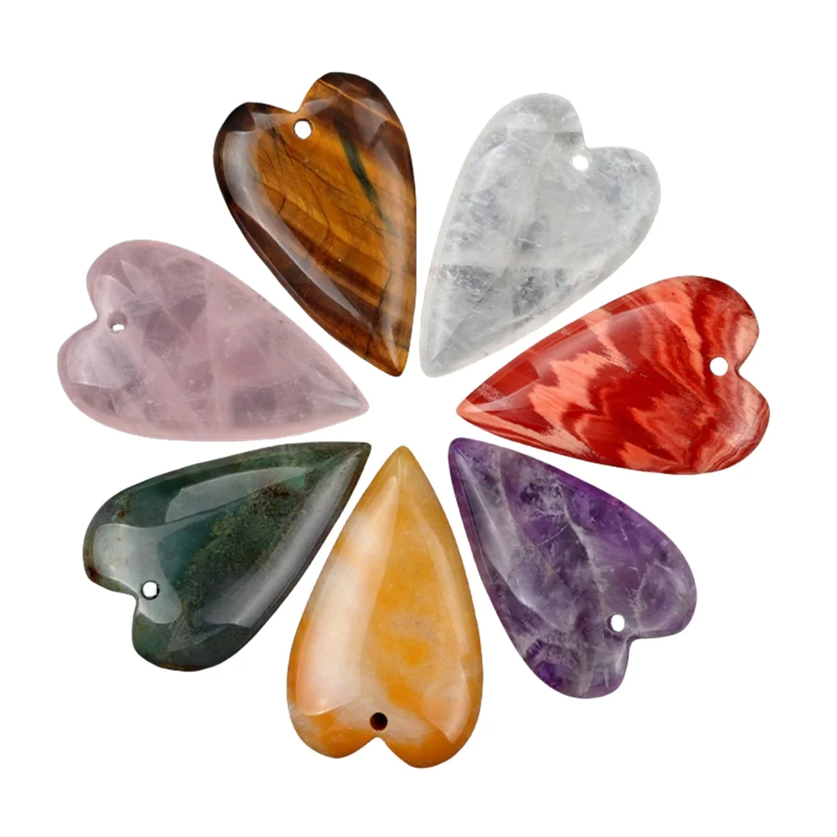 จี้พลอยรูปหัวใจแจสเปอร์สีแดงธร - Crystal Pendant Necklace Natural Stone บทวิจารณ์และราคา
