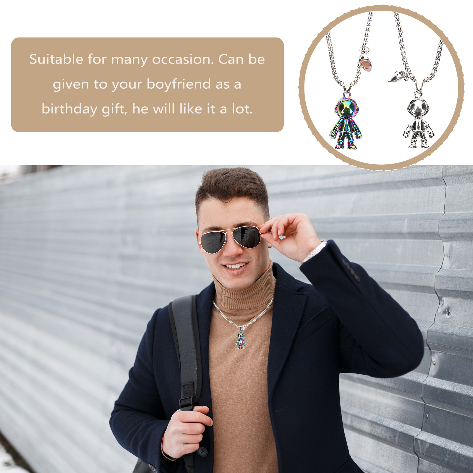 สร้อยคอคู่แม่เหล็กจี้นักบินอวก - Magnetic Couple Matching Necklaces บทวิจารณ์และราคา