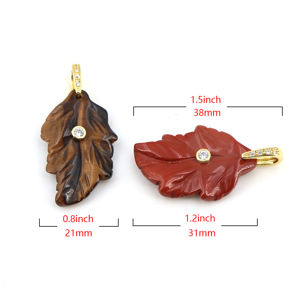 จี้ห้อยรูปใบไม้จากอัญมณีธรรมชา - Crystal Pendant Necklace Natural Stone บทวิจารณ์และราคา