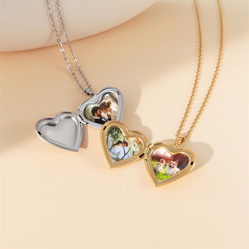 จี้สร้อยคอรูปหัวใจแบบกำหนดเองไ - Heart Locket Necklace Photo บทวิจารณ์และราคา