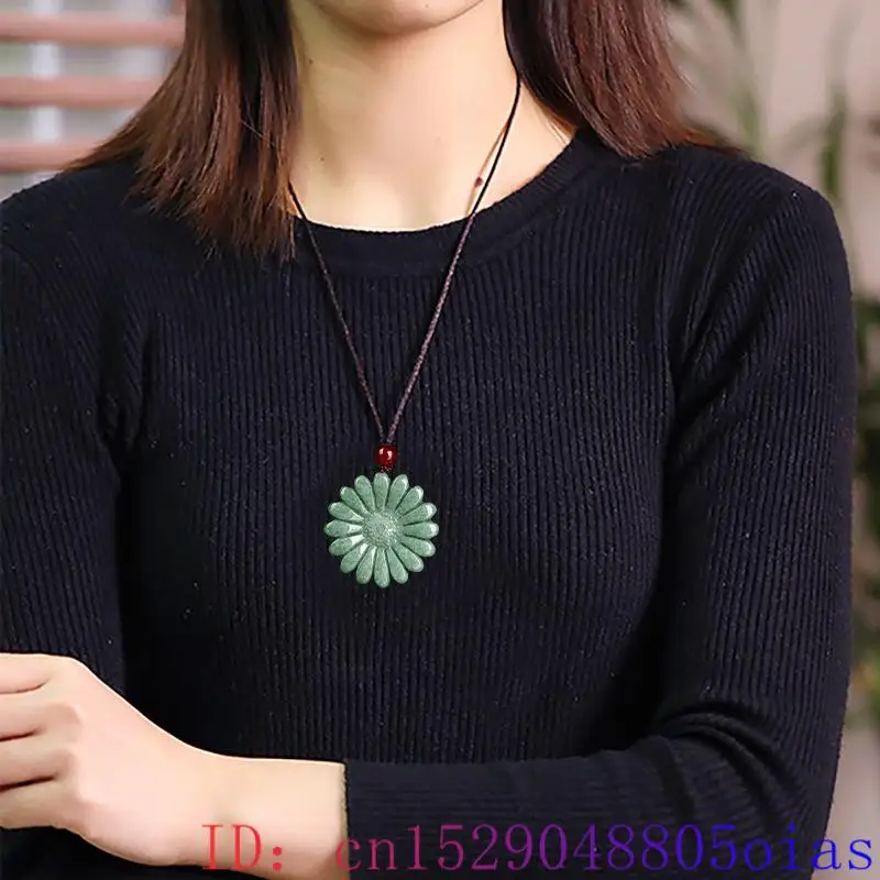 จี้สร้อยคอดอกทานตะวันหยกสีเขีย - Necklaces บทวิจารณ์และราคา