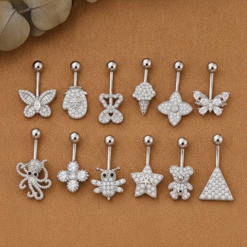 แหวนเจาะสะดือสีเงินรูปผีเสื้อแ - Body Jewelry บทวิจารณ์และราคา