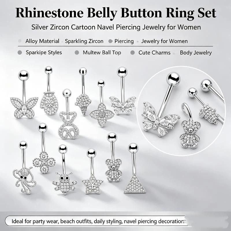 แหวนเจาะสะดือสีเงินรูปผีเสื้อแ - Body Jewelry บทวิจารณ์และราคา