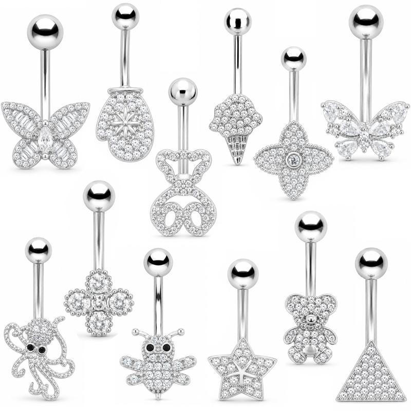 แหวนเจาะสะดือสีเงินรูปผีเสื้อแ - Body Jewelry บทวิจารณ์และราคา