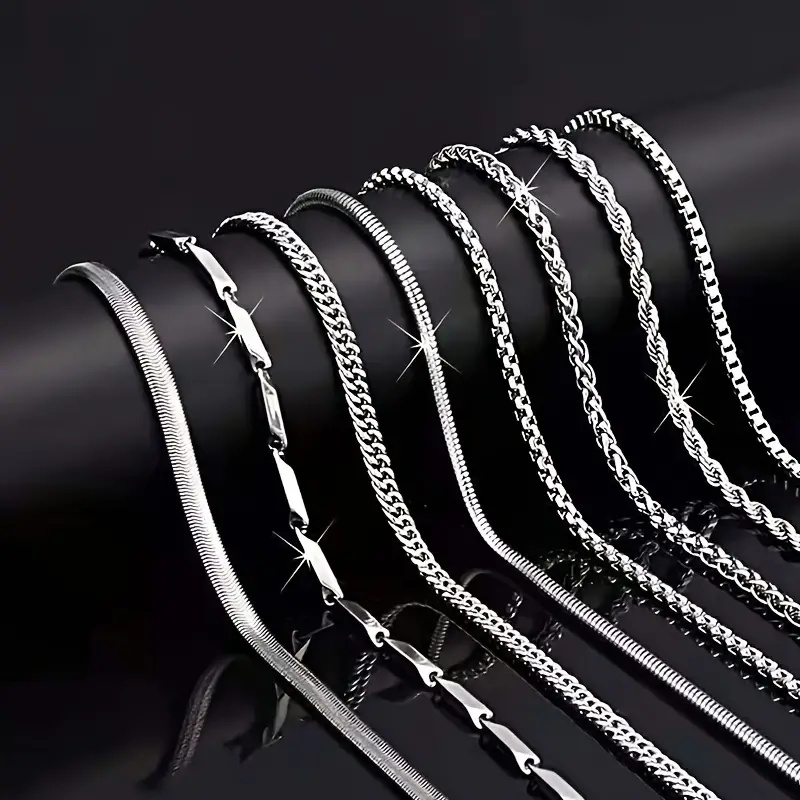 ชุดสร้อยคอผู้ชายสแตนเลส 8 ชิ้น - Cuban Link Chain 12Mm บทวิจารณ์และราคา