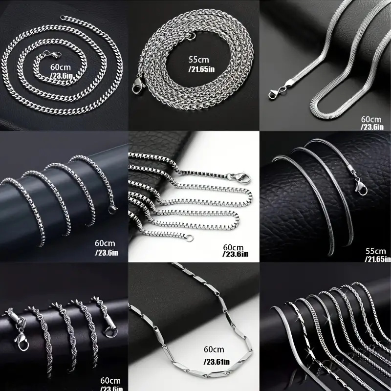 ชุดสร้อยคอผู้ชายสแตนเลส 8 ชิ้น - Cuban Link Chain 12Mm บทวิจารณ์และราคา