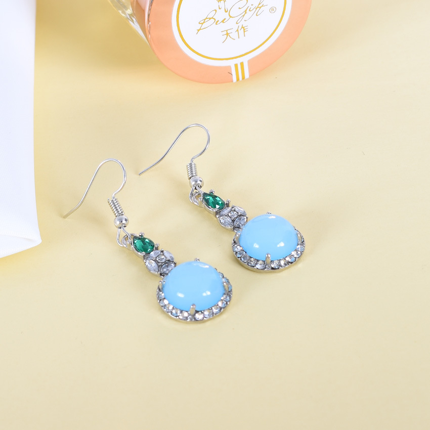 ต่างหูหยกธรรมชาติสีน้ำเงิน ดีไ - Earrings บทวิจารณ์และราคา