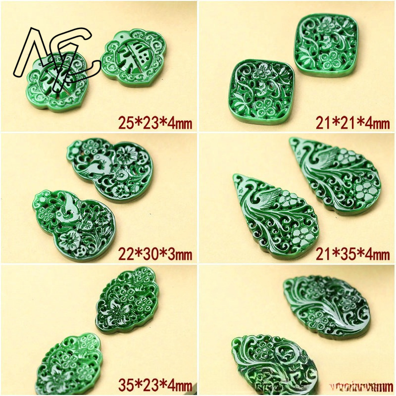 2 ชิ้น DIY หยกเขียวธรรมชาติแบบ - Earrings บทวิจารณ์และราคา