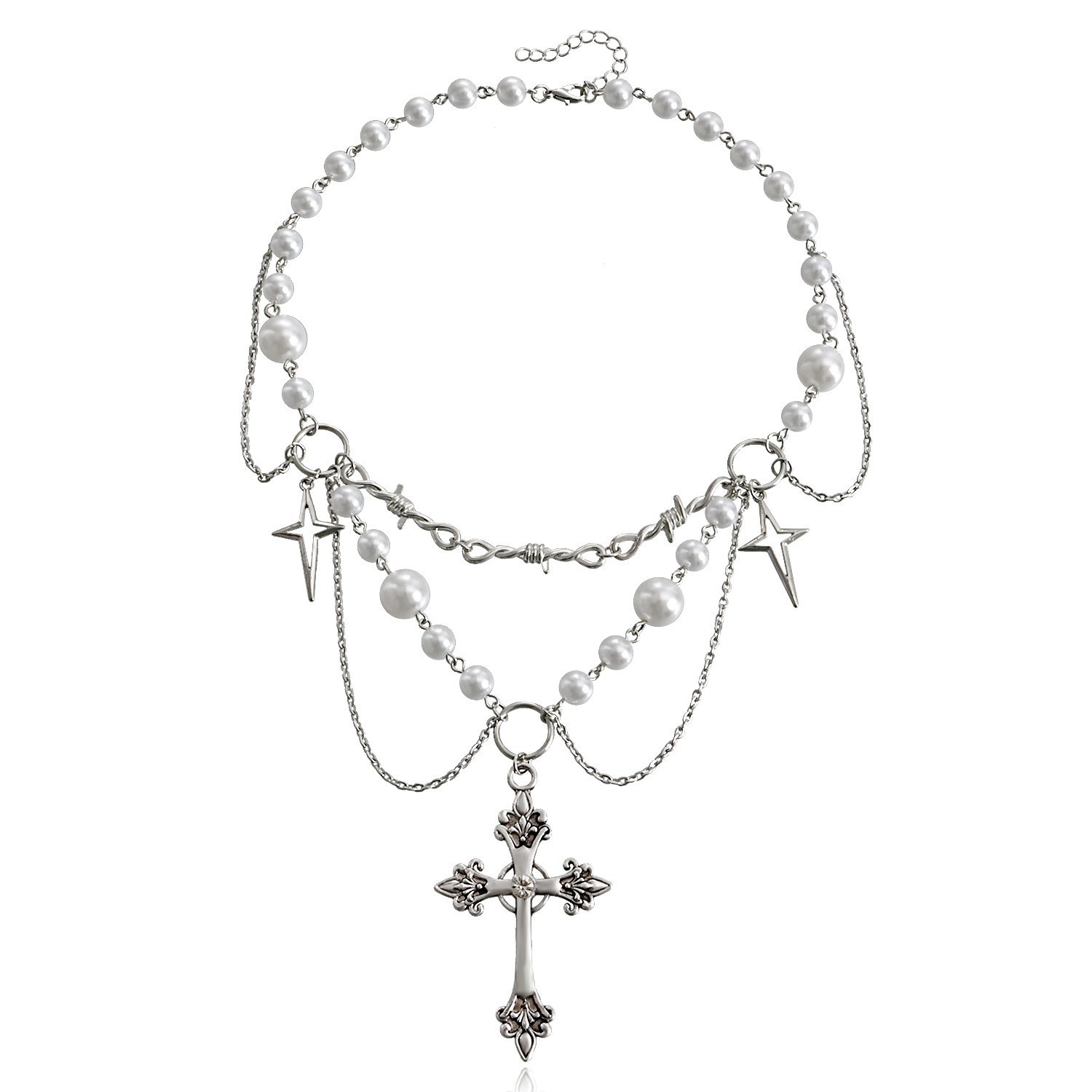 สร้อยคอไข่มุกหัวใจผีเสื้อสำหรั - Pearl Choker Necklace Vintage บทวิจารณ์และราคา